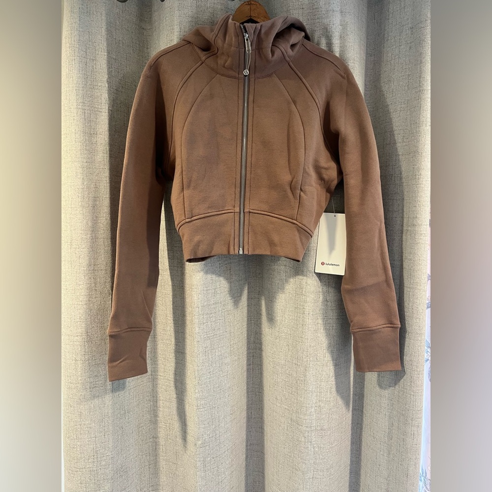Lululemon Scuba Full Zip Cropped Hoodie light brown